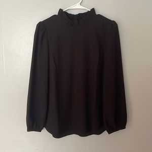 Black J. Crew Mockneck Crepe Blouse